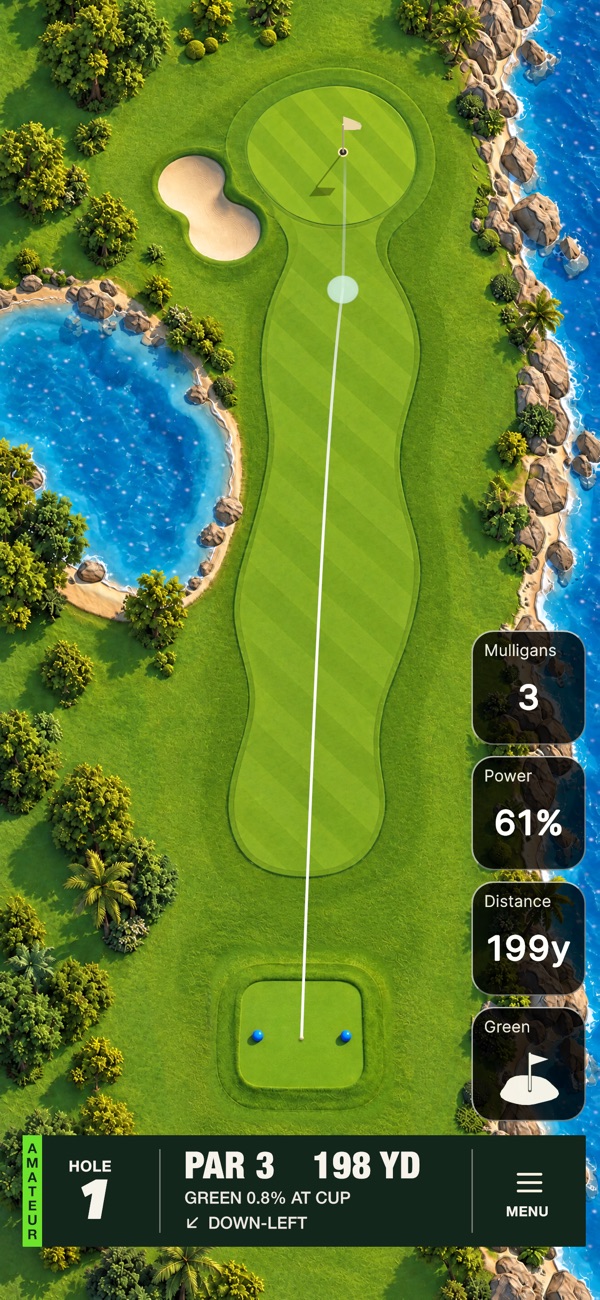 Aiming a tee shot at Coastal Cove
